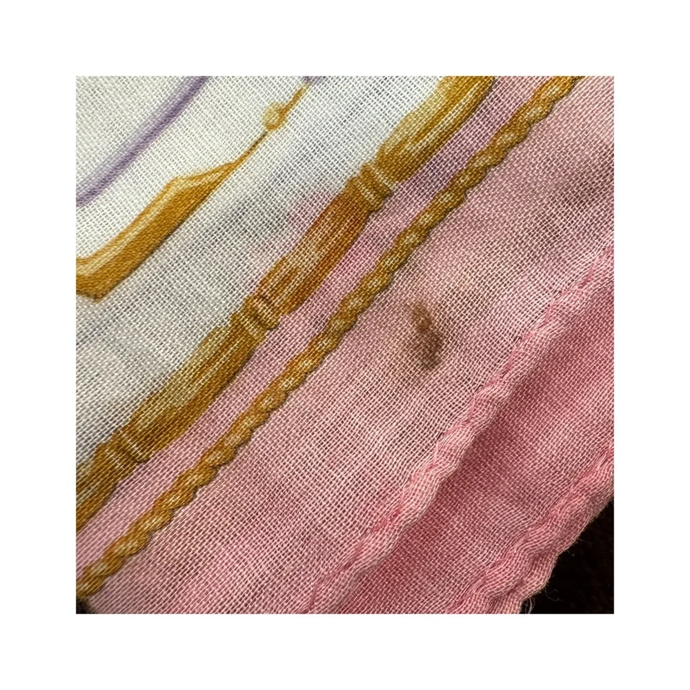 Dior Floral Patterned Scarf with Pink and Gold Accents.